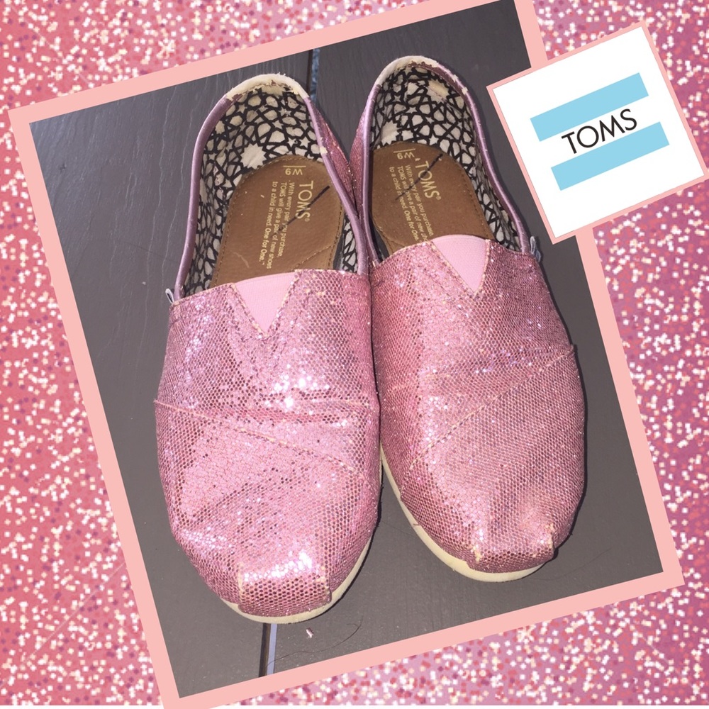 Toms pink glitter size 9